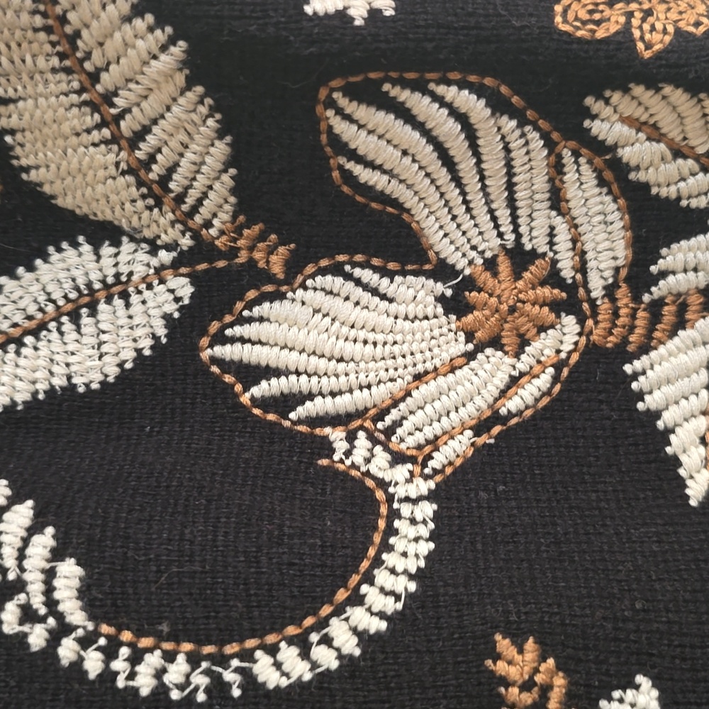 #190. Chicos Global Fusion Cardigan Sweater, Black Floral - Picture 5 of 7